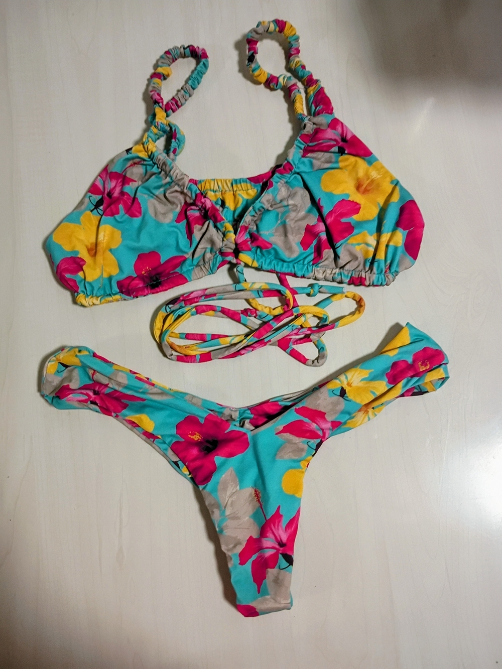 San Lorenzo Turquoise Floral Two-Piece Bikini Set